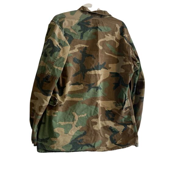 Vintage 70s US Army Brown Military Green Camo Button Up Cotton Jacket Sz Medium - Picture 15 of 16